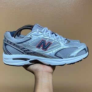 Rare Vintage New Balance 400 Silver Navy Red Running Sneakers Size 9.5